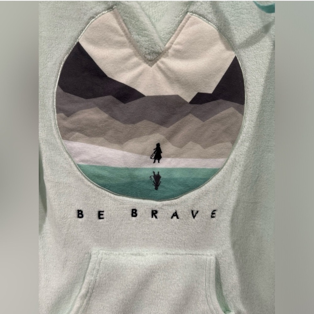 Disney Official Frozen II Anna Be Brave Fleece Hoodie Graphic Green Adult Small - Picture 4 of 6